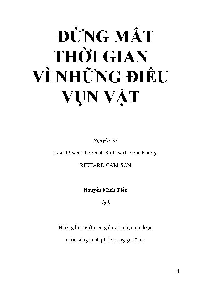 Đừng Mất Thời Gian Vì Những Điều Vụn Vặt