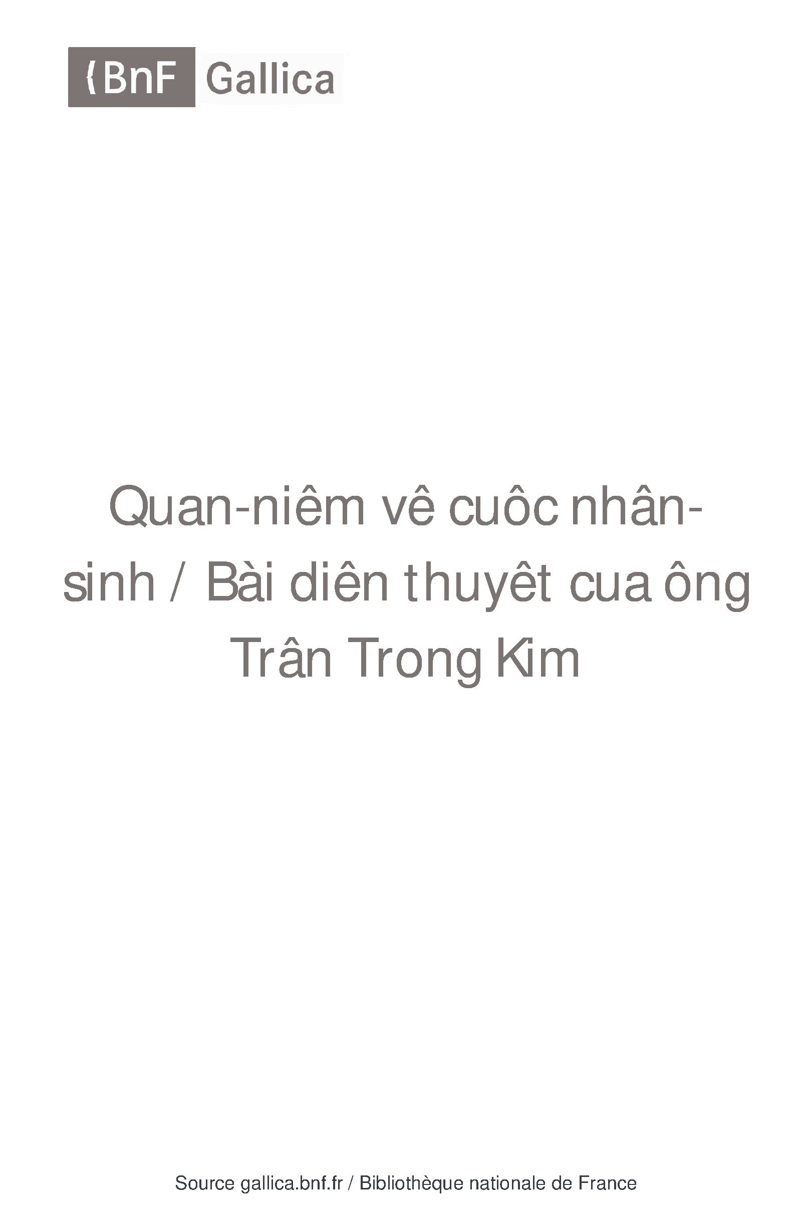 Quan Niệm Về Cuộc Nhân Sinh