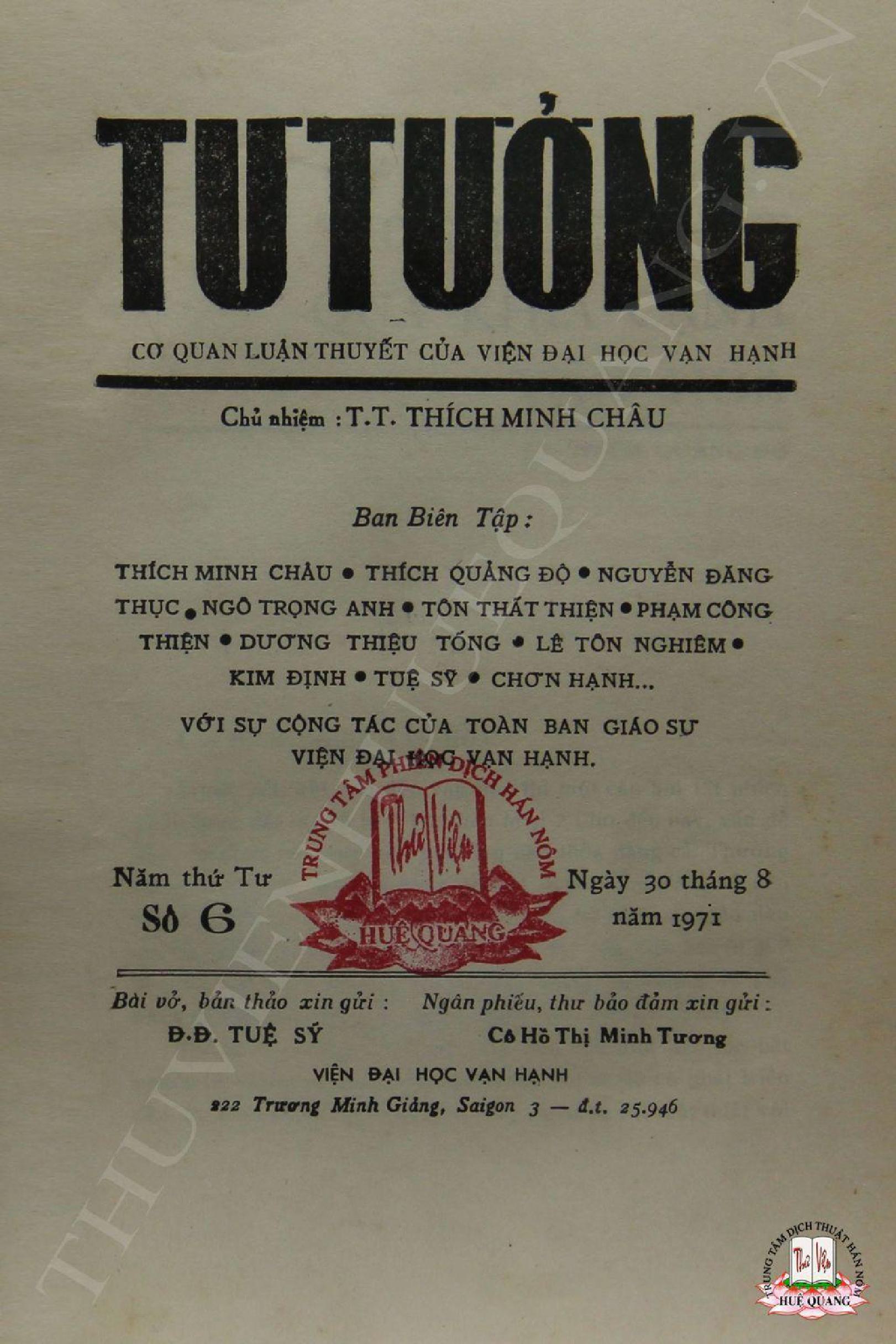 tap chi tu tuong so 6 nam 1971