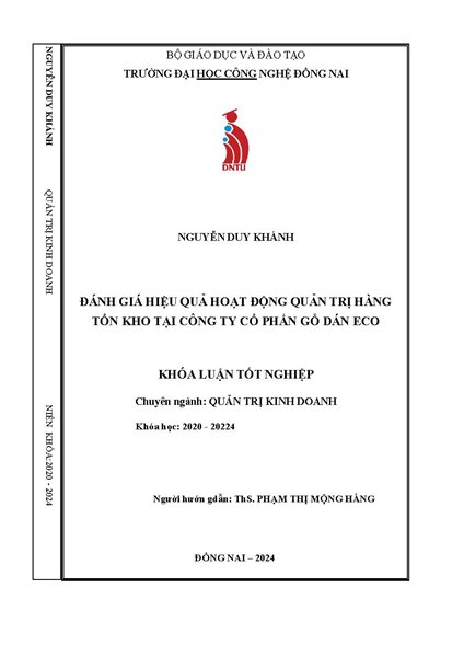 Đánh giá hiệu quả hoạt động quản trị hàng tồn kho tại công ty Cổ phần gỗ dán ECO