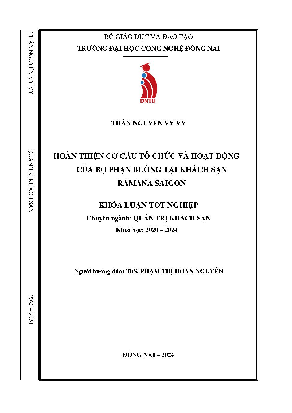 Hoàn thiện cơ cấu tổ chức và hoạt động của Bộ phận buồng tại khách sạn Ramana Sài Gòn