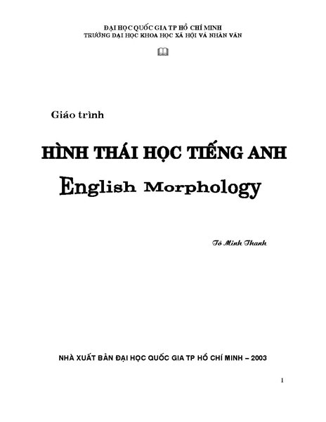 Hình thái học Tiếng Anh - English Morphology/Tô Minh Thanh