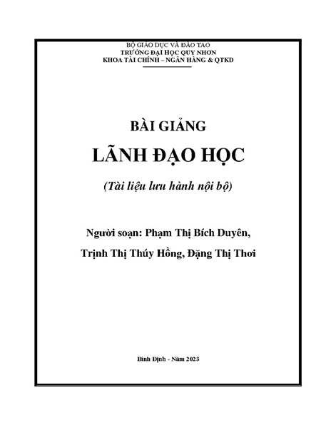 Bài giảng Lãnh đạo học: Tài liệu lưu hành nội bộ