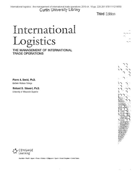 International Logistics: The Management of International Trade Operations