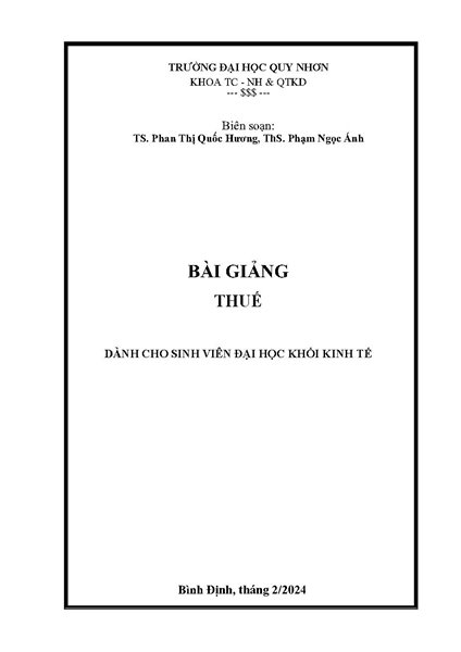 Bài giảng Thuế