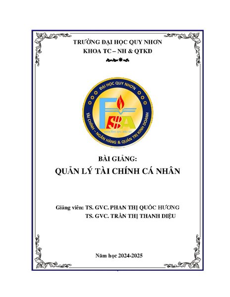 Bài giảng Quản lý tài chính cá nhân: Tài liệu lưu hành nội bộ