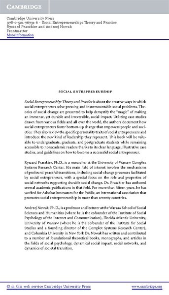 Social entrepreneurship: Theory and practice