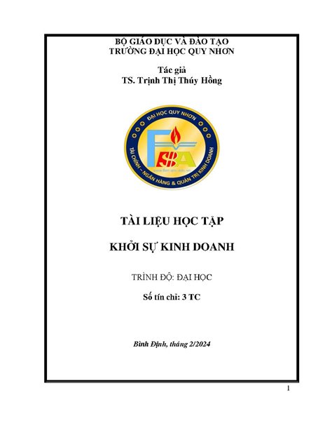 Tài liệu học tập Khởi sự kinh doanh