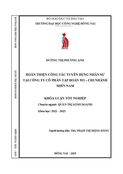 Hoàn thiện công tác tuyển dụng nhân sự tại công ty cổ phần Tập Đoàn 911 – chi nhánh miền Nam