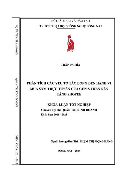 Phân tích các yếu tố tác động đến hành vi mua sắm trực tuyến của Gen Z trên nền tảng Shopee: Một mô hình trung gian