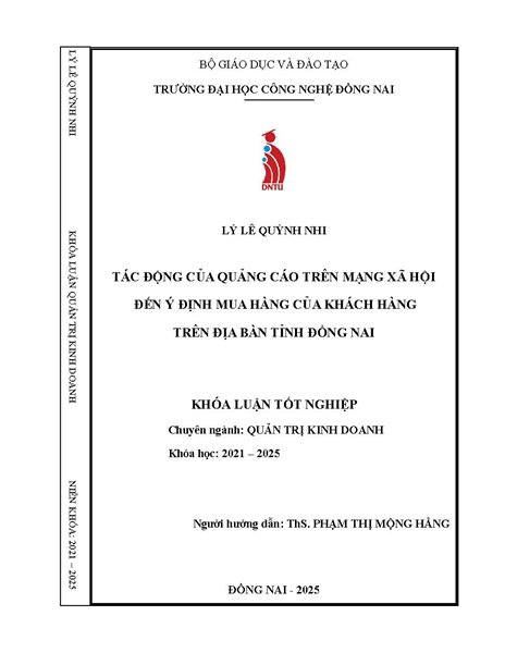 Tác động của quảng cáo trên mạng xã hội đến ý định mua hàng của khách hàng trên địa bàn tỉnh Đồng Nai