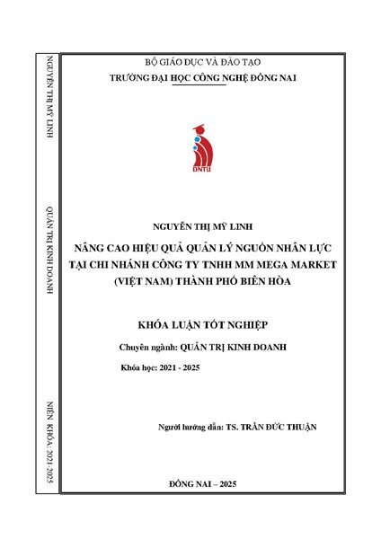 Nâng cao hiệu quả quản lý nguồn nhân lực tại Công ty TNHH MM Mega Market (Việt Nam) - Chi nhánh Biên Hòa