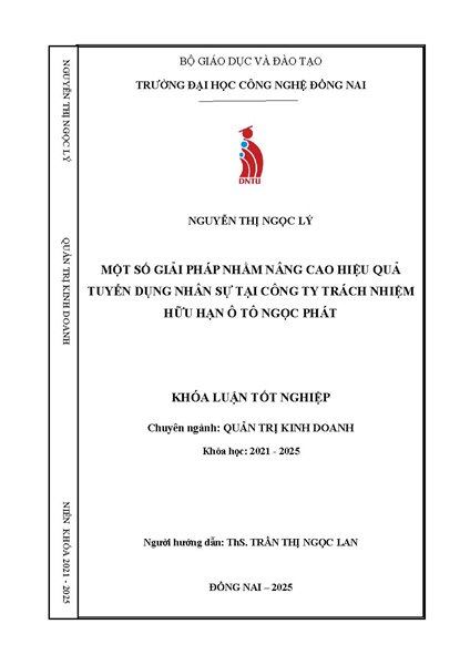Một số giải pháp nhằm nâng cao hiệu quả tuyển dụng nhân lực tại Công ty TNHH Ôtô Hyunhdai Ngọc Phát