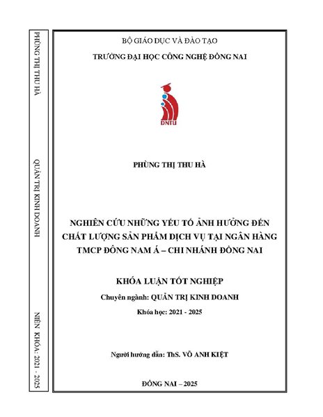Nghiên cứu các yếu tố ảnh hưởng đến chất lượng dịch vụ tại ngân hàng SeABank Chi Nhánh Đồng Nai