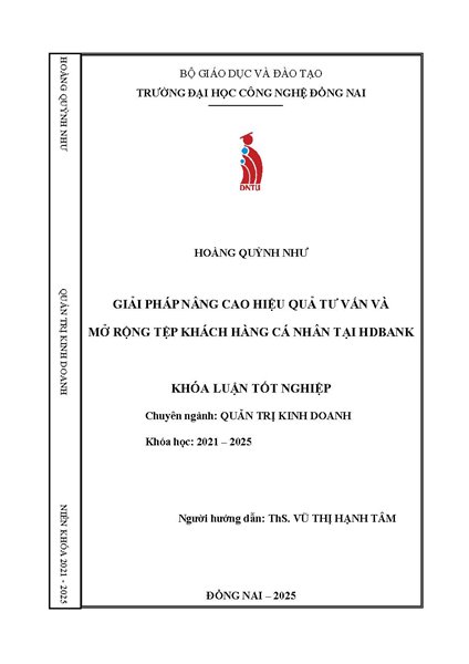 Giải pháp nâng cao hiệu quả tư vấn và mở rộng tệp khách hàng cá nhân tại HDBank