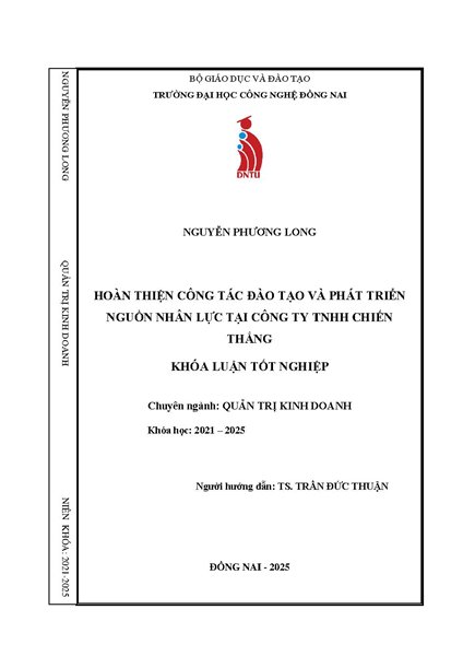 Hoàn thiện công tác đào tạo và phát triển nguồn nhân lực tại Công ty TNHH Chiến Thắng tỉnh Bình Dương