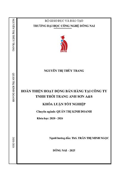 Hoàn thiện hoạt động bán hàng tại Công ty tNHH thời trang Anh Sơn A&S