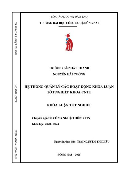 Hệ thống quản lý các hoạt động khóa luận tốt nghiệp khoa CNTT