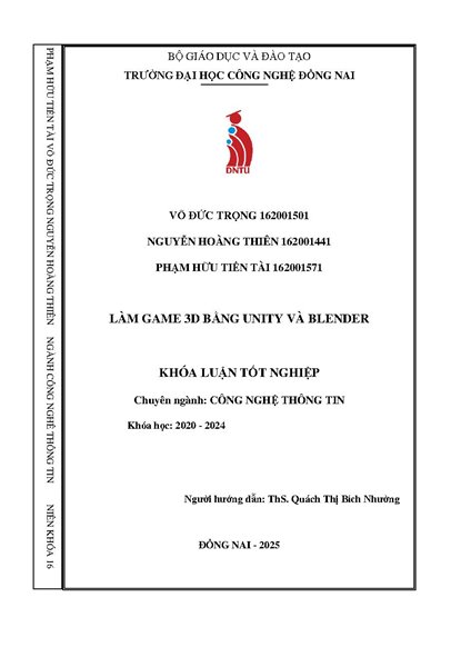 Đề tài: Phát triển game 3D bằng unity và blender