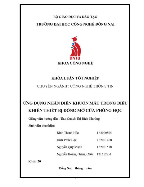 Ứng dụng nhận dạng khuôn mặt trong điều khiển thiết bị đóng mở Cửa phòng học