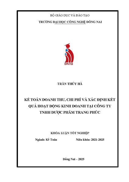 Kế toán doanh thu chi phí và xác định kết quả hoạt động kinh doanh tại công ty TNHH Dược phẩm Trang Phúc