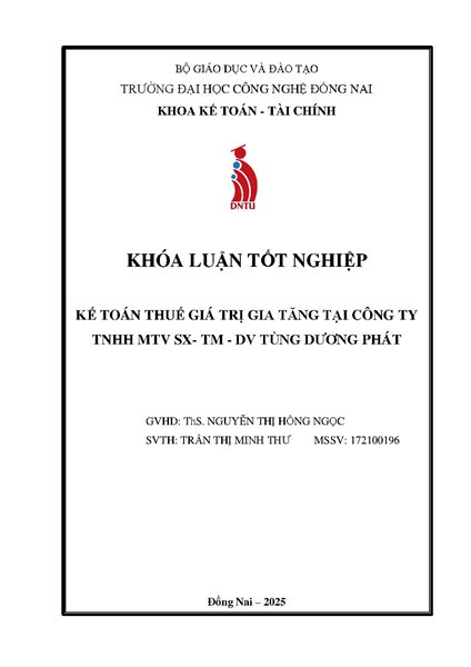 Kế toán thuế GTGT tại Công ty TNHH MTV SX-TM-DV Tùng Dương Phát