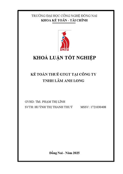 Kế toán thuế GTGT tại công ty TNHH Lâm Anh Long