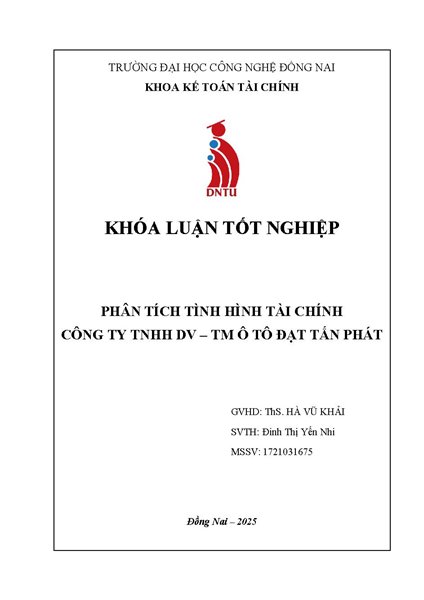 Phân tích thực trạng tài chính của Công ty TNHH DV-TM ô tô Đạt Tấn Phát