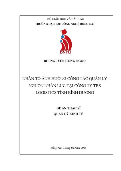 Giải pháp nâng cao công tác quản lý nguồn nhân lực tại công ty TBS Logistics tỉnh Bình Dương