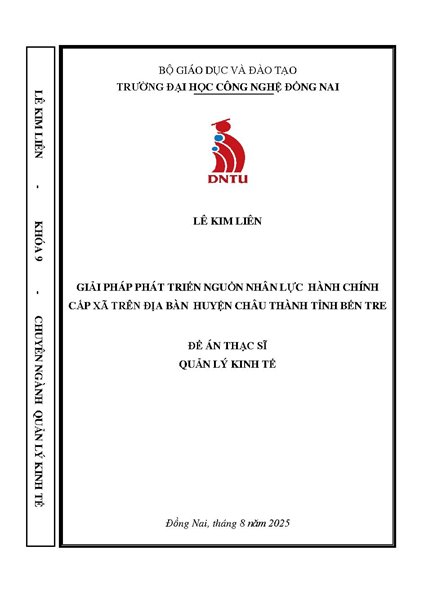 Giải pháp phát triển nguồn nhân lực hành chính cấp xã trên địa bàn huyện Châu Thành, tỉnh Bến tre