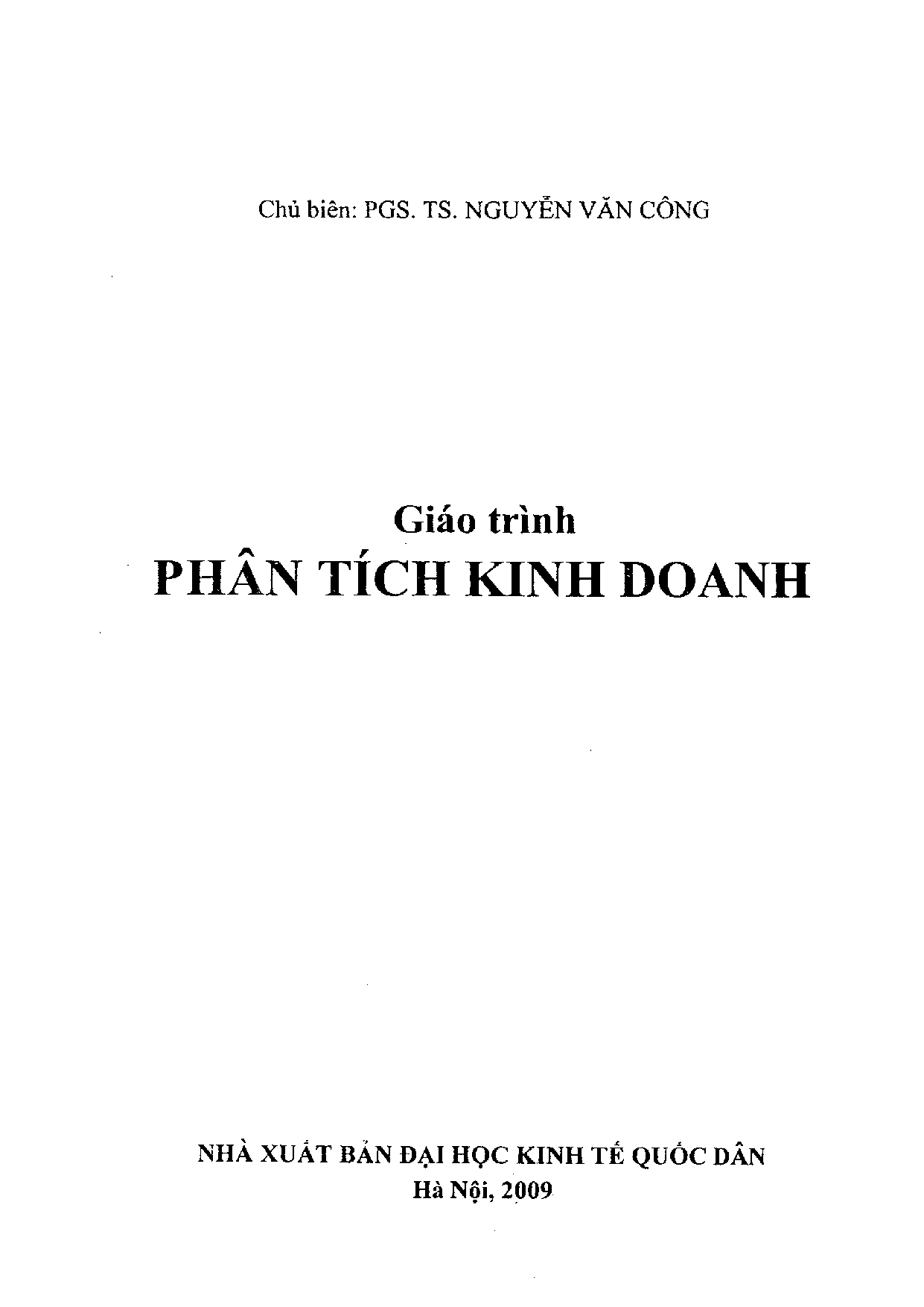 Giáo trình phân tích kinh doanh phần