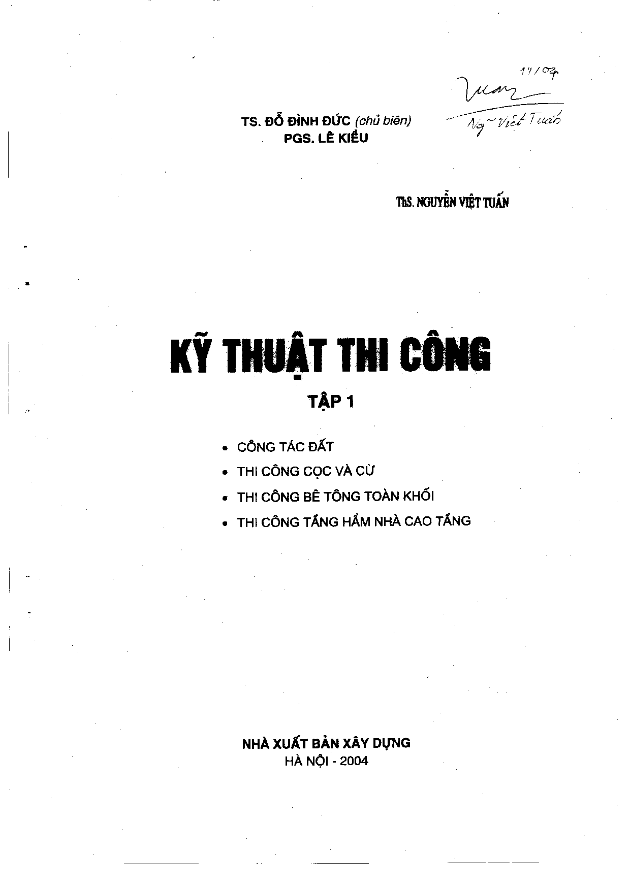 Kỹ thuật thi công tập 1