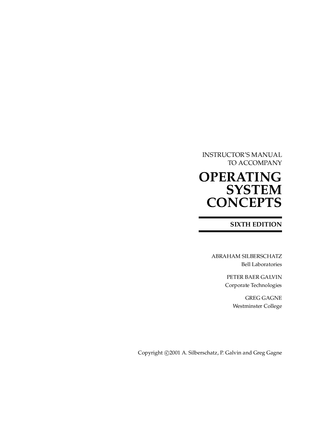 Operating System Concepts Sixth Edition