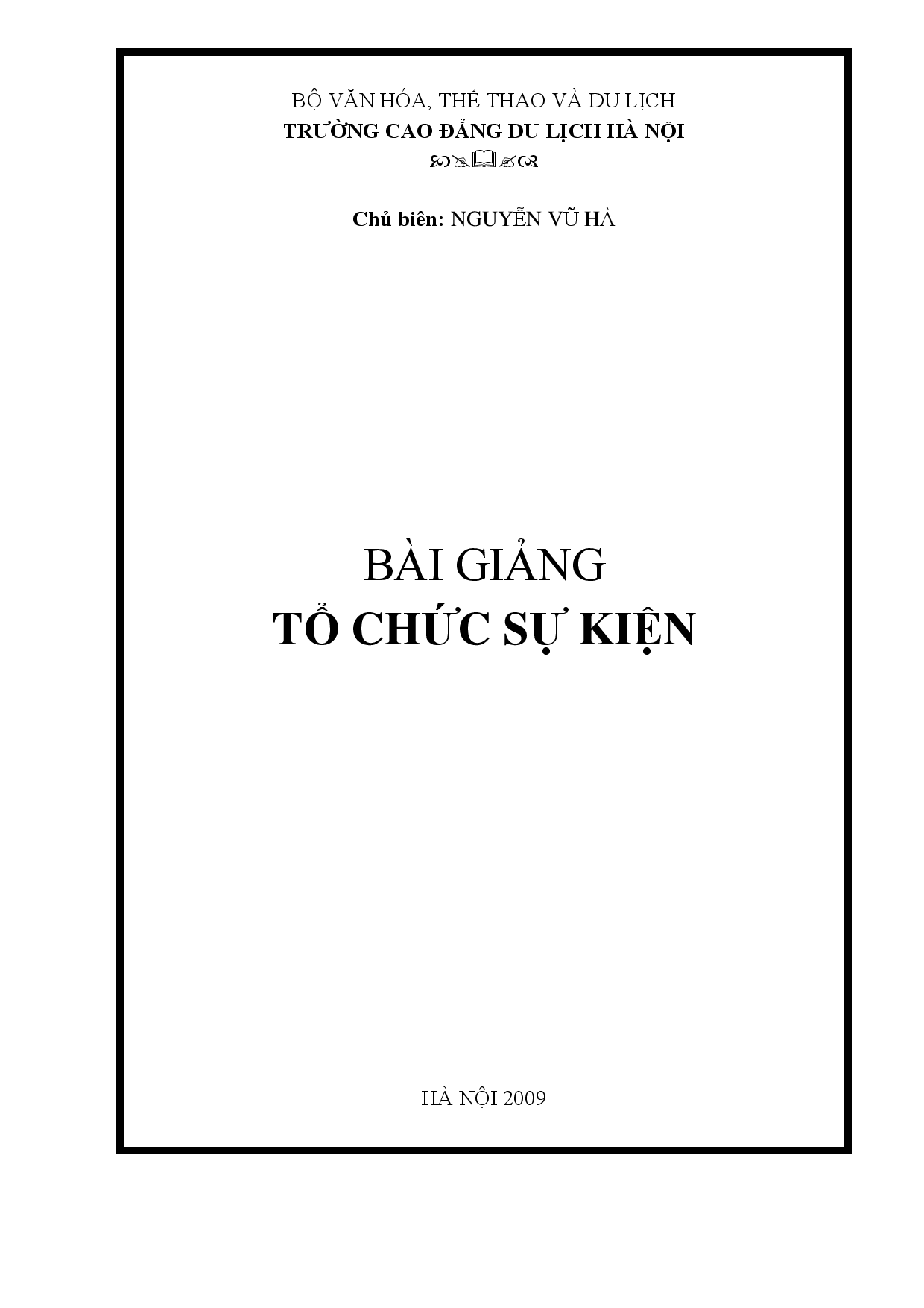 Bài giảng tổ chức sự kiện