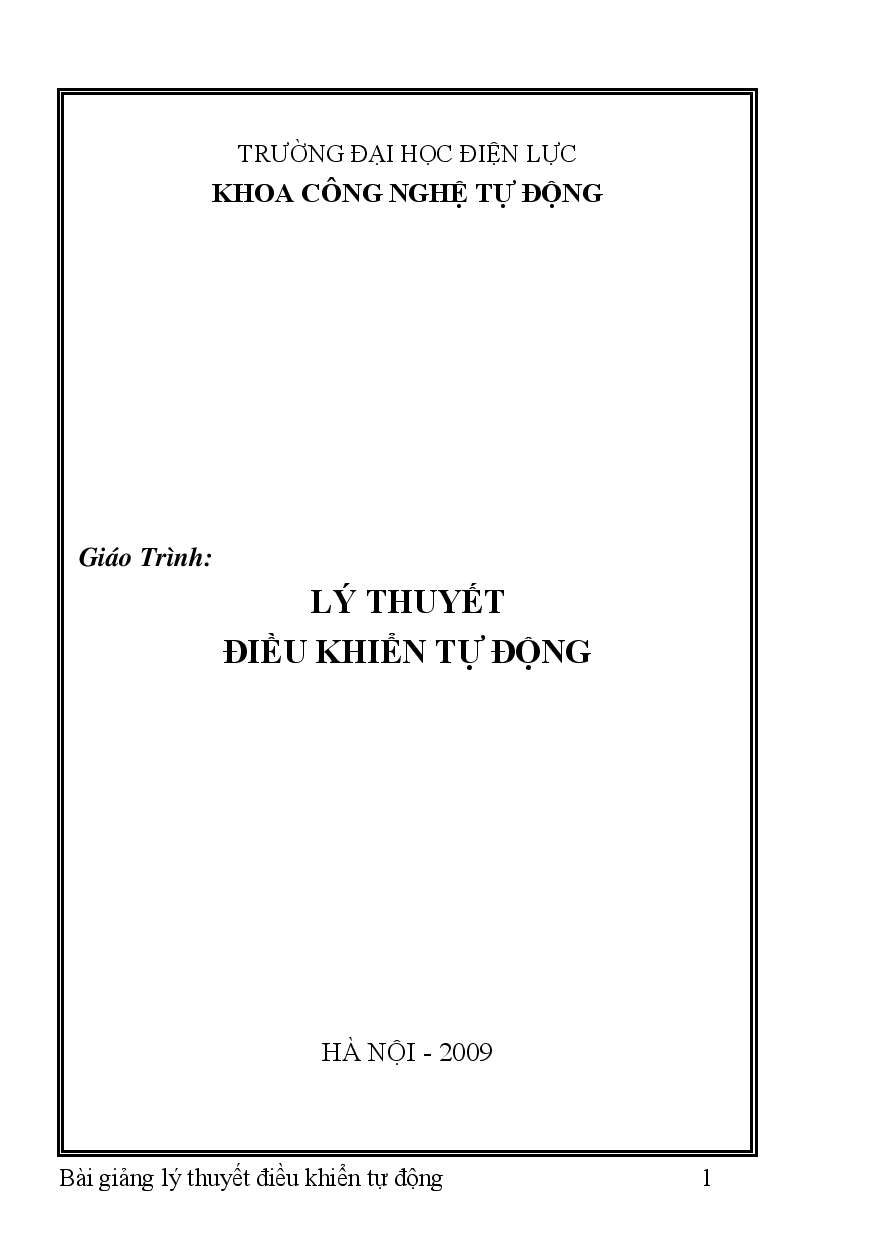 Giáo trình Lý thuyết điều khiển tự động.