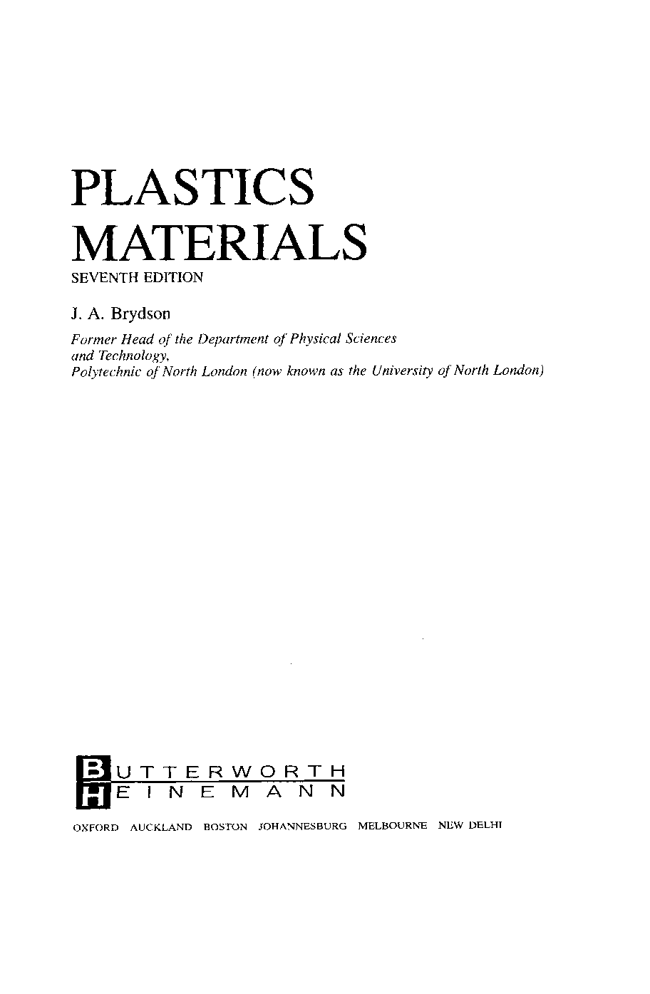 Plastics Materials (7th Edition)