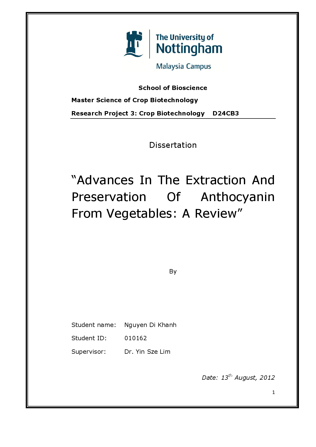 Advances In The Extraction And Preservation Of Anthocyanin From Vegetables: A Review