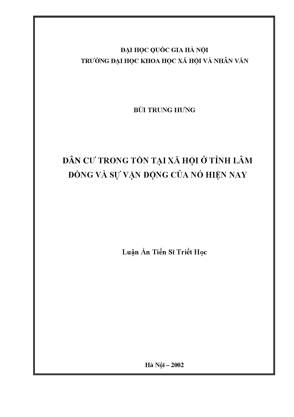 Dân cư trong tồn tại xã hội ở tỉnh lâm đồng và sự vận động của nó hiện nay