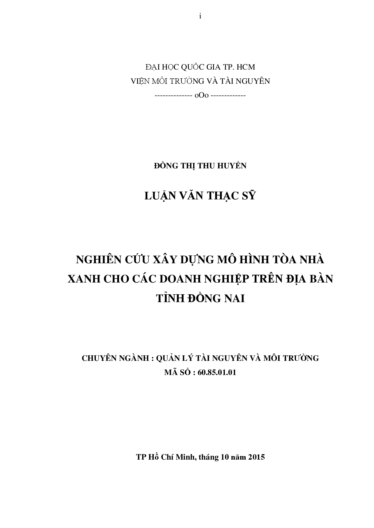 Nghiên cứu xây dựng mô hình tòa nhà xanh cho các doanh nghiệp trên địa bàn tỉnh đồng nai