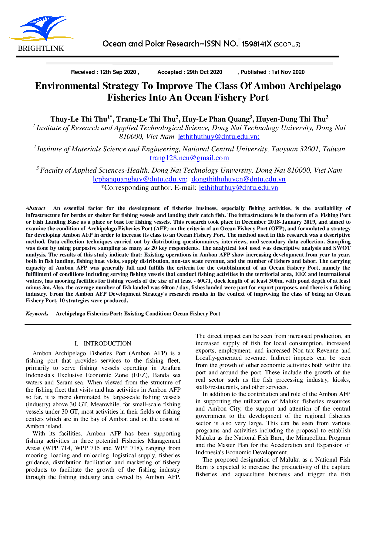 Environmental strategy to improve the class of ambon archipelago fisheries into an ocean fishery port