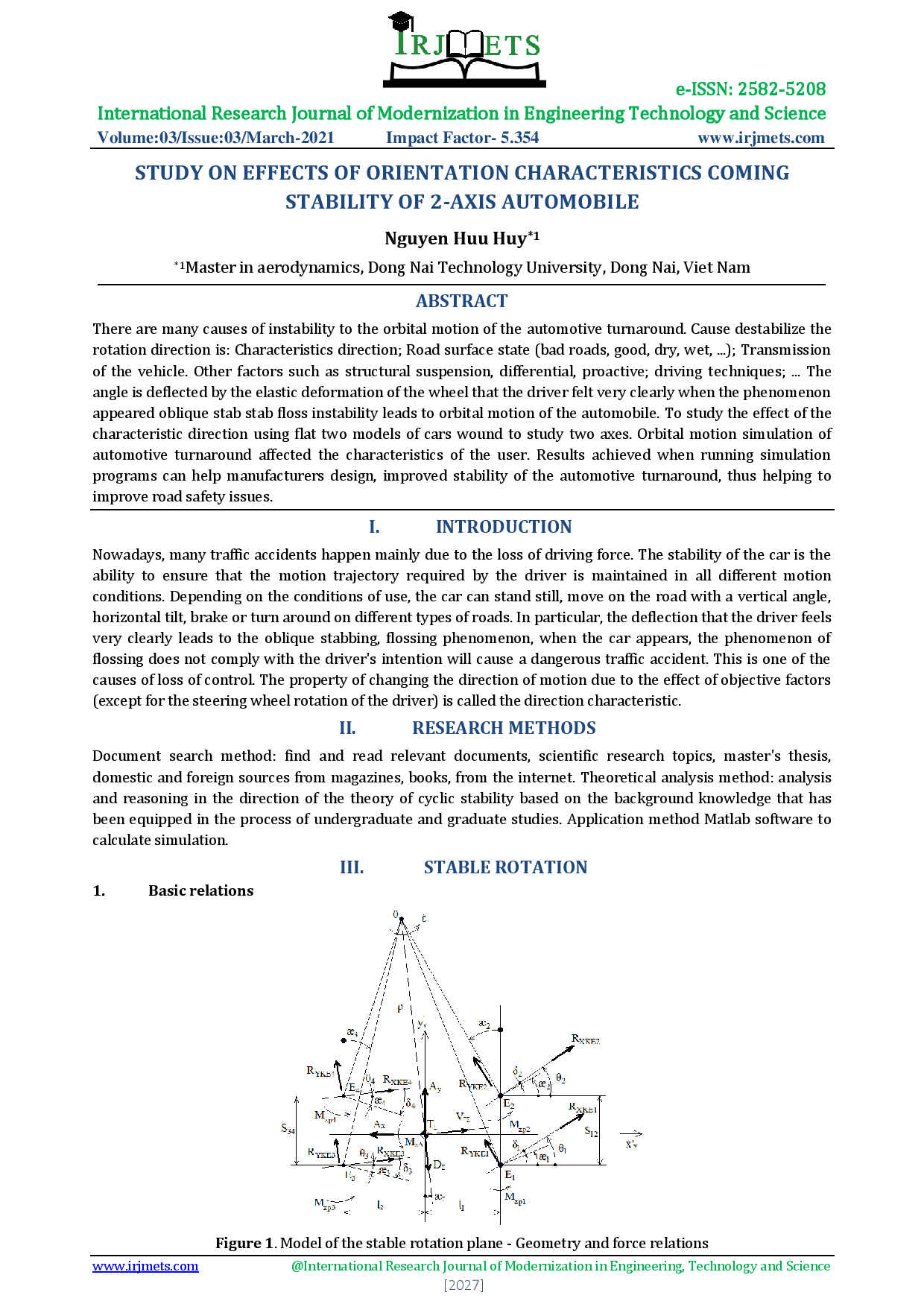 Study on effects of orientation characteristics coming stability of 2-axis automobile