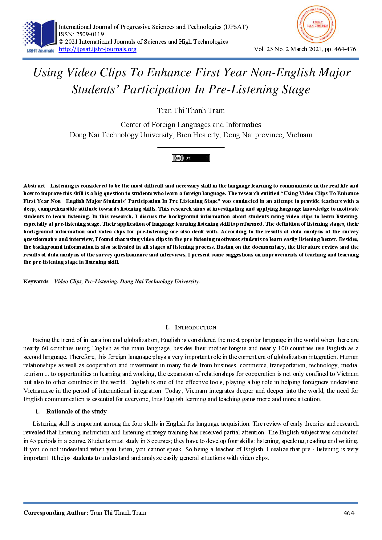 Using Video Clips To Enhance First Year Non-English Major Students’ Participation In Pre-Listening Stage