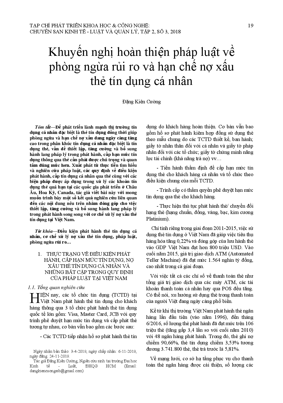 Khuyến Nghị Hoàn ThiệN Pháp LuậT Về Phòng Ngừa Rủi Ro Và Hạn Chế Nợ Xấu Thẻ Tín Dụng Cá Nhân