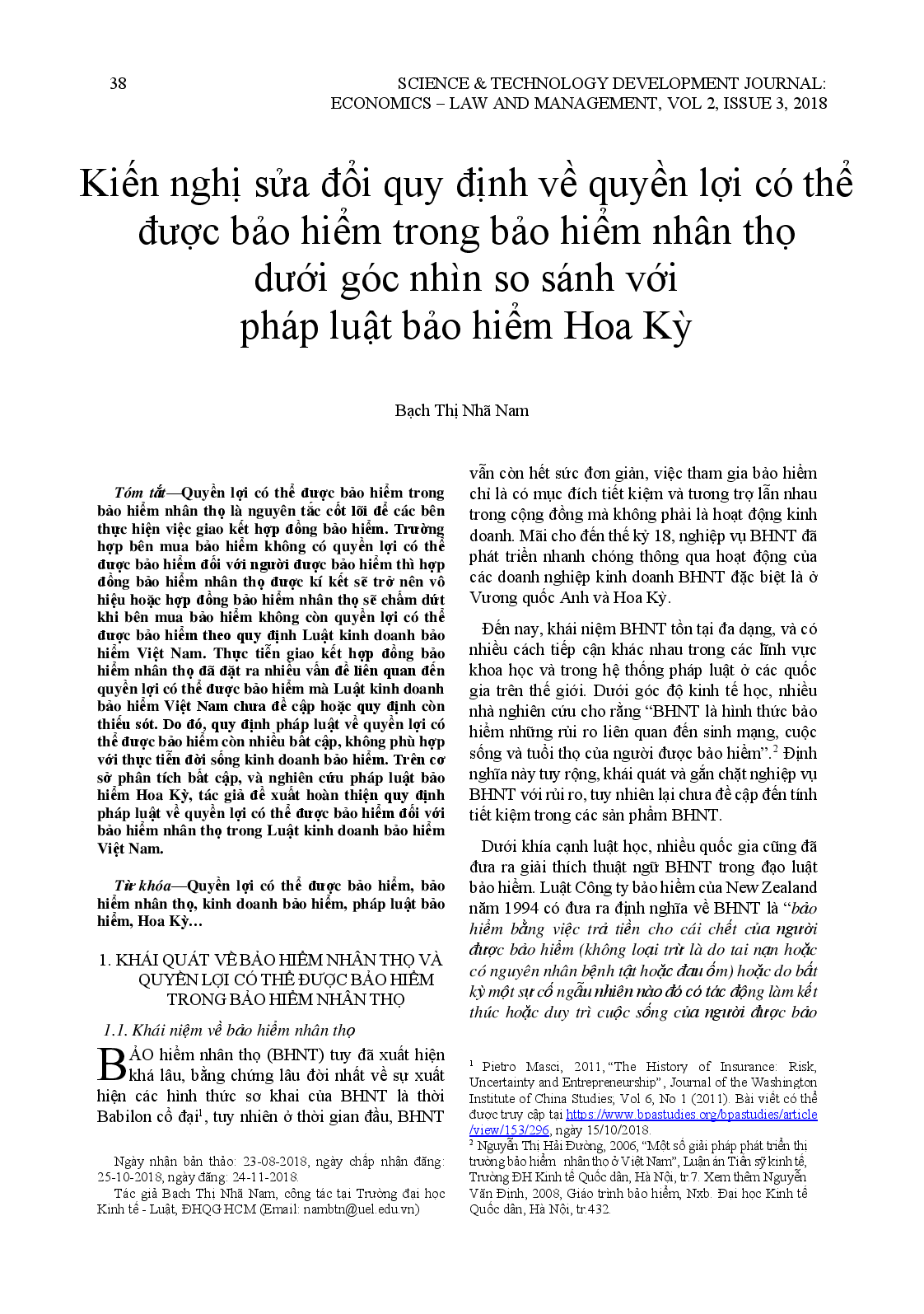 Kiến Nghị Sửa Đổi Quy Định Về Quyền Lợi Có Thể Được Bảo Hiểm Trong Bảo Hiểm Nhân Thọ Dưới Góc Nhìn So Sánh Với Pháp Luật Bảo Hiểm Hoa Kỳ