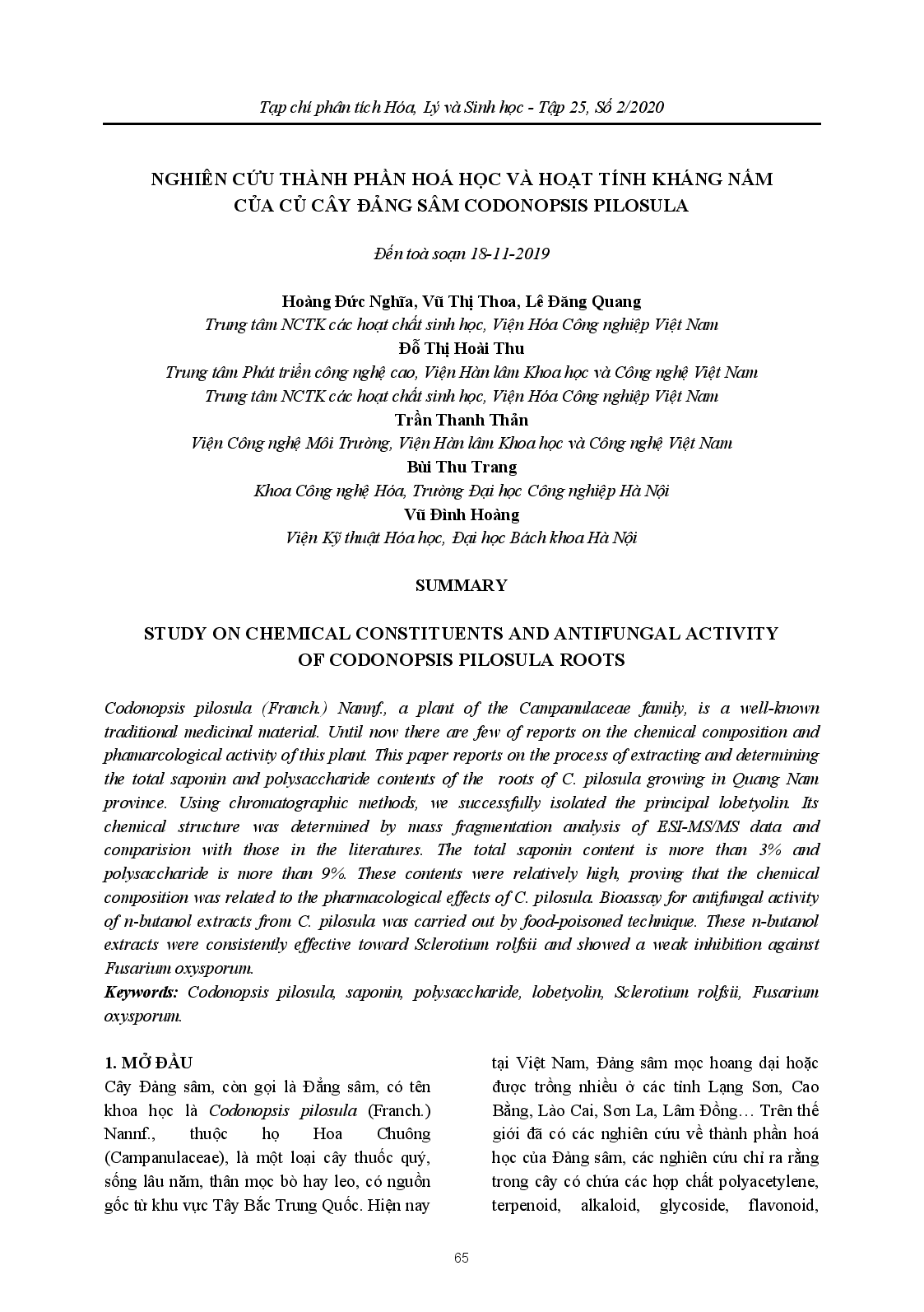 SYNTHESIS AND PROPERTIES OF SLOW RELEASED URE FERTILIZER BASED ON POLYVINYL ALCOL AND BENTONITE (TỔNG HỢP VÀ NGHIÊN CỨU TÍNH CHẤT PHÂN BÓN URE NHẢ CHẬM TRÊN CƠ SỞ POLYVINYL ANCOL VÀ BENTONIT); $bTrần Quốc Toàn