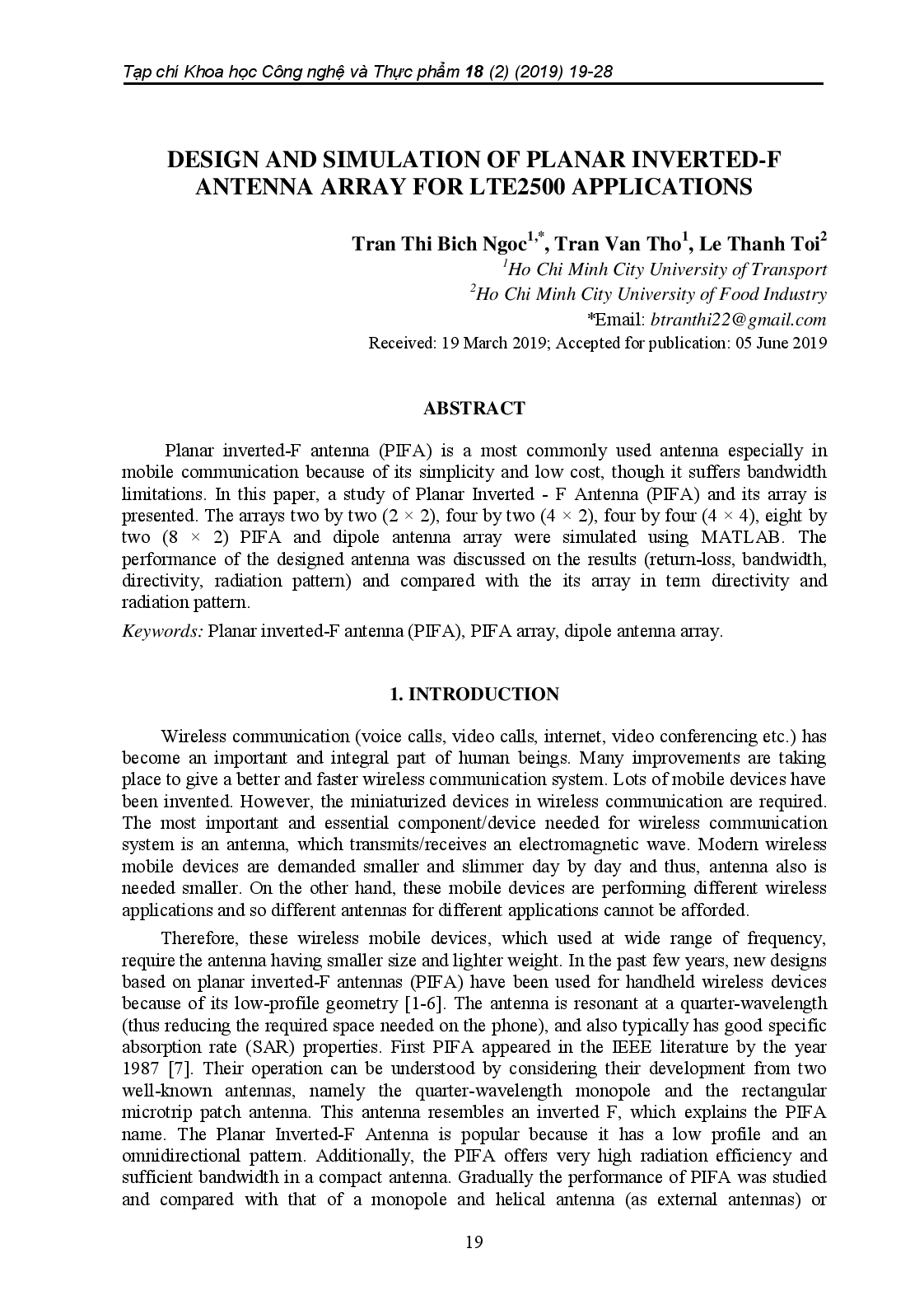 Design And Simulation Of Planar Inverted-F Antenna Array For Lte2500 Applications