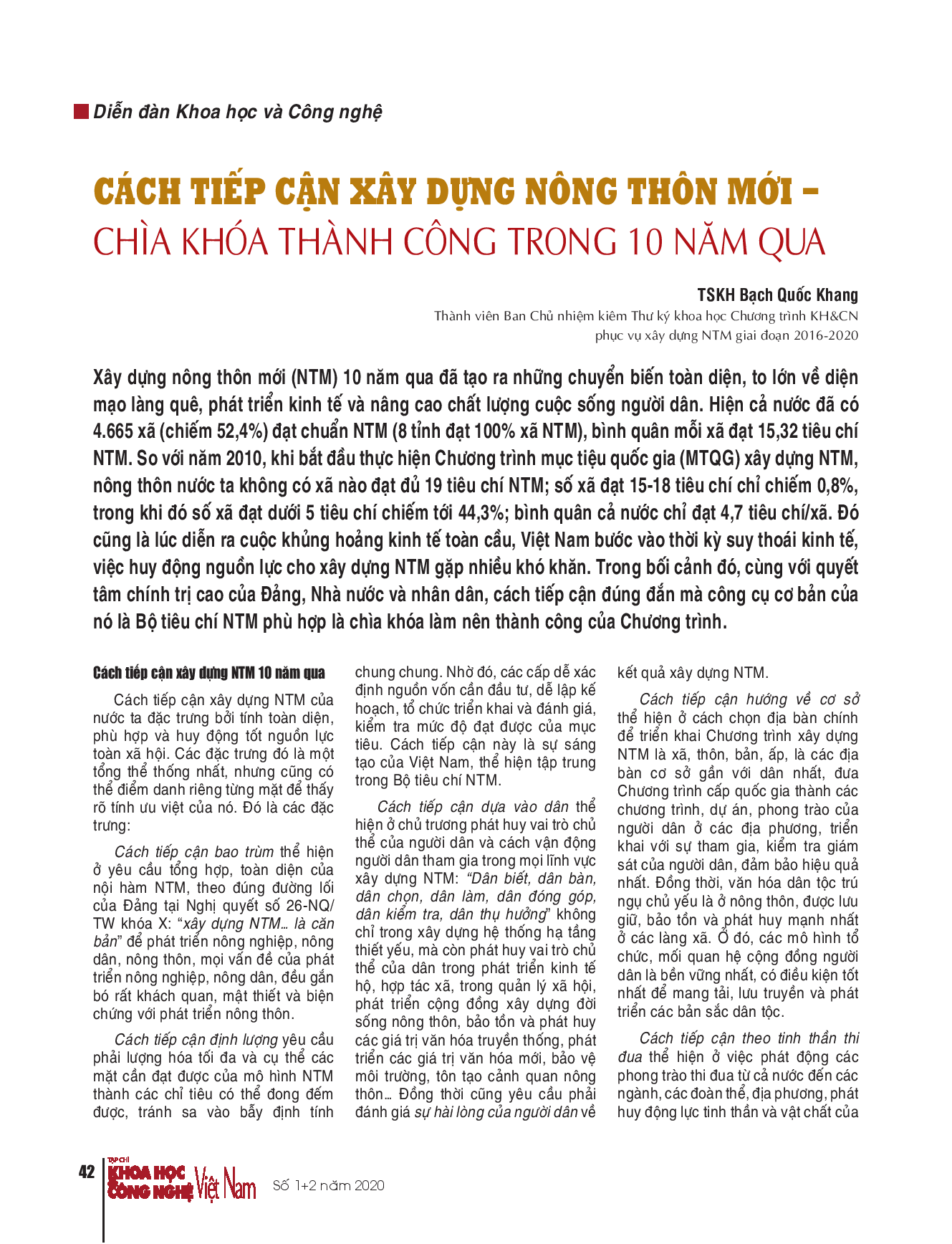 Cách tiếp cận xây dựng nông thôn mới - Chìa khóa thành công trong 10 năm qua