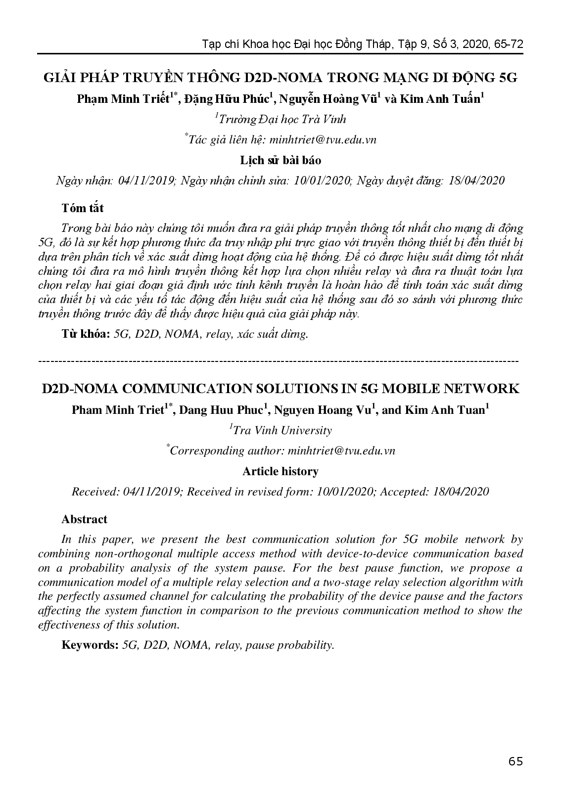 Giải Pháp Truyền Thông D2D-Noma Trong Mạng Di Động 5G