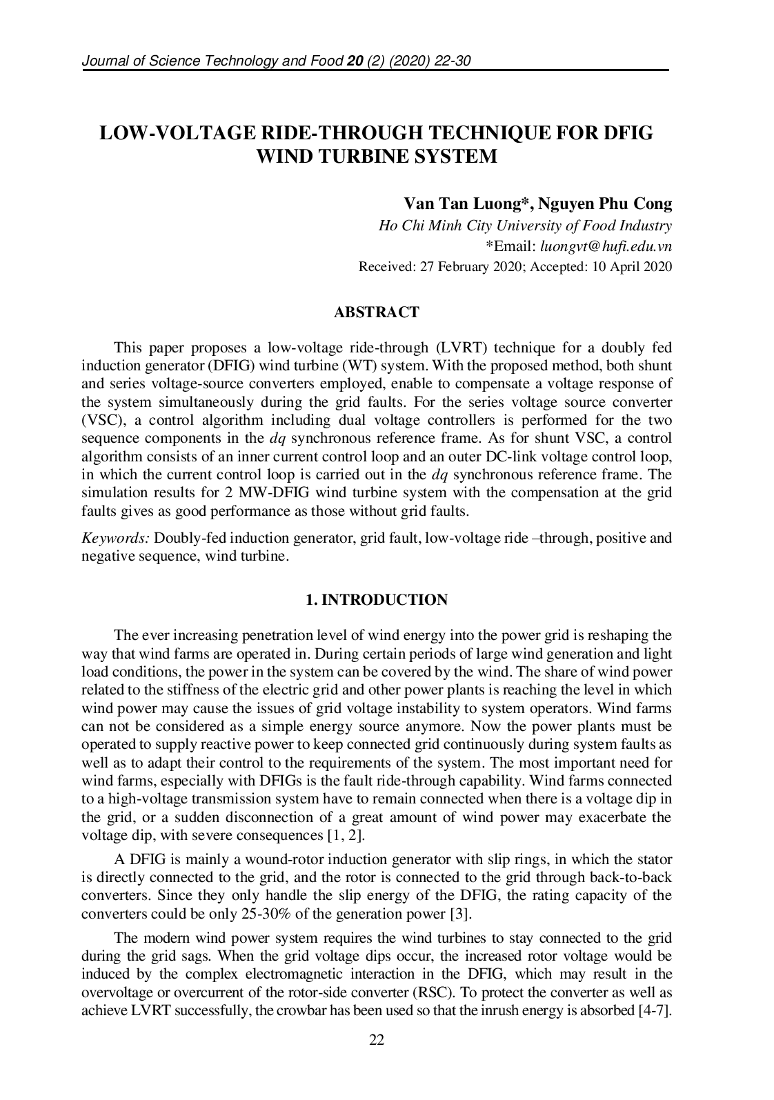 Low-Voltage Ride-Through Technique For Dfig Wind Turbine System.