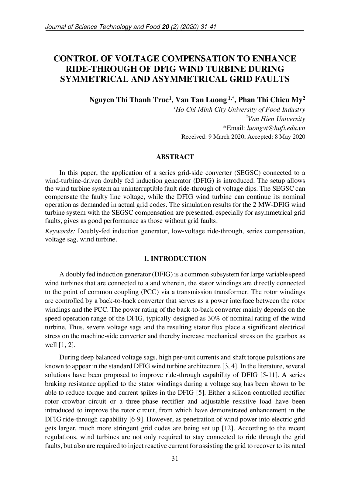 Control Of Voltage Compensation To Enhance Ride-Through Of Dfig Wind Turbine During Symmetrical And Asymmetrical Grid Faults